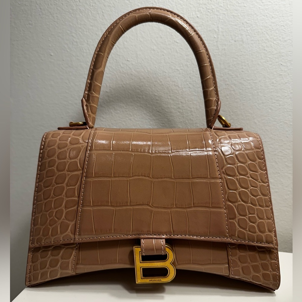 Balenciaga Small Hourglass Bag Nude Croc